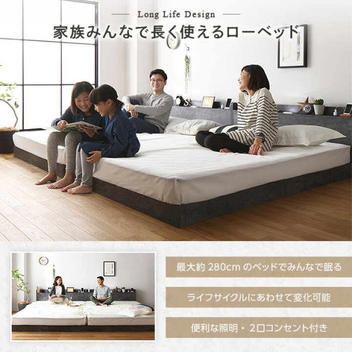 楽天市場】ベッド シングル ベッドフレームのみ ストーングレー 低床 