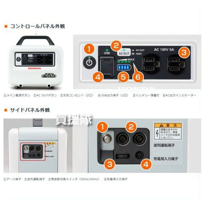 楽天市場】ホンダ ハンディータイプ 蓄電機 LiB-AID E500 JN1 
