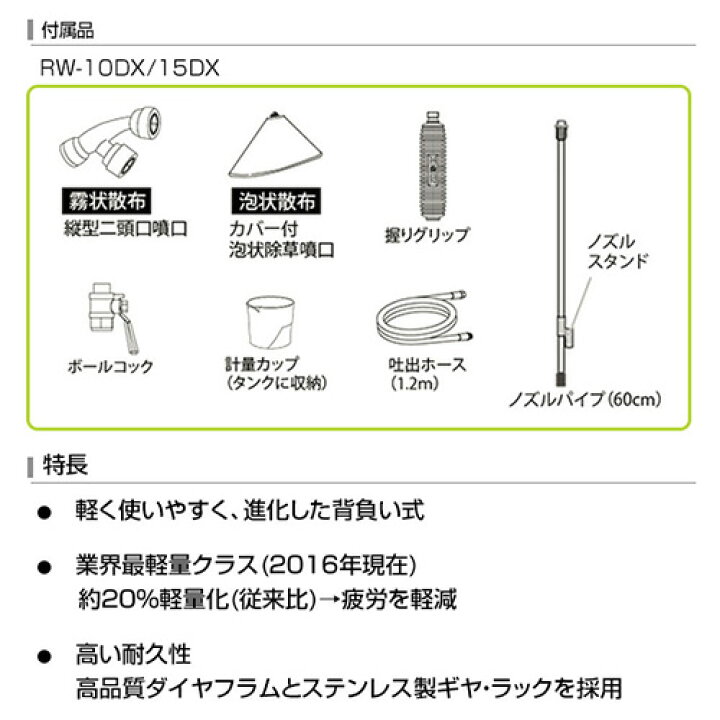 楽天市場】工進 背負式手動式噴霧器 グランドマスター RW-10DX + 除草 
