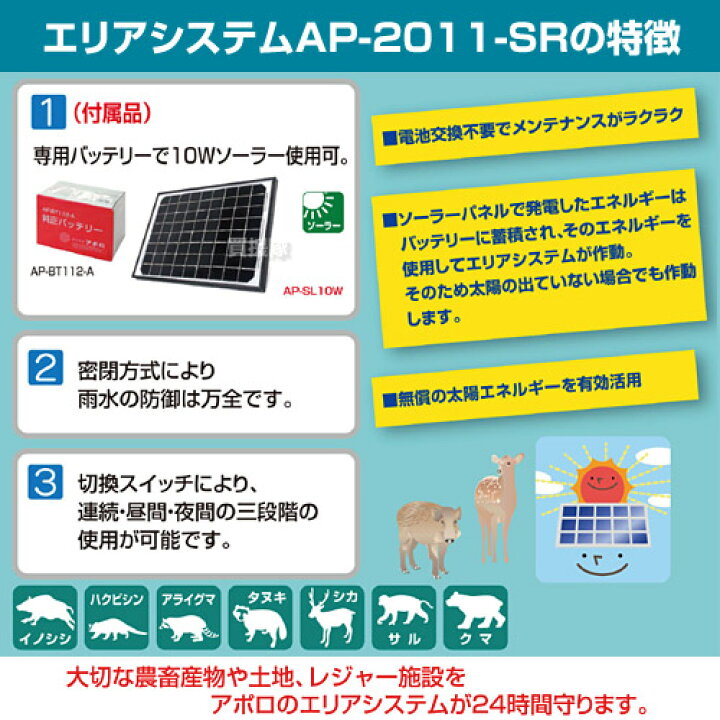 楽天市場】《法人限定》アポロ 電気柵 100m×5段張り セット AP-2011 