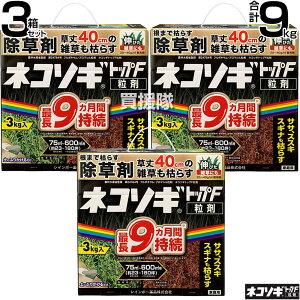 レインボー薬品 ネコソギトップF 粒剤 3kg×3箱 【頑固な雑草も枯らす 粒のまま地面にパラパラまくタイプ そのまま散布 約5〜9ヶ月間持続 笹 ササ ススキ スギナ 雑草 対策 雑草対策 園芸 薬剤