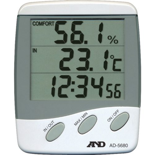 測定 最安価格 計測用品 環境計測機器 珍しい 温度計 湿度計の関連商品 株 エー アンド D デイ 時計付き温湿度計 CB99 A 外部センサー付き AD5680
