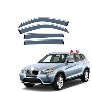 車用 サイドバイザー に適合 X3 F25 2011-2017 雨よけ カーウィンドデフレクターウィン ドアバイザー カーレインシールドデフレクターオーニングトリムカバーベントガード