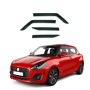 車用 サイドバイザー スズキ スイフト 2017- ドアバイザー モール カーレインシールド 雨よけ バイザー 換気 両面テープ 付属 フロント リア 4枚 セット ウィンドウサイドバイザー