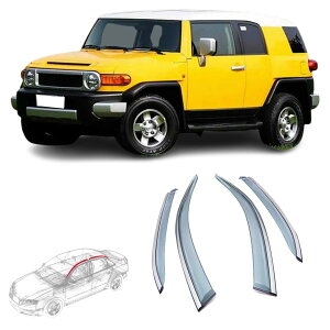 車用サイドバイザー トヨタ FJクルーザー 2007-2017 専用 ドアバイザー サイドバイザー 雨避け 日避け トリムカバー 半透明ブラック 社外品