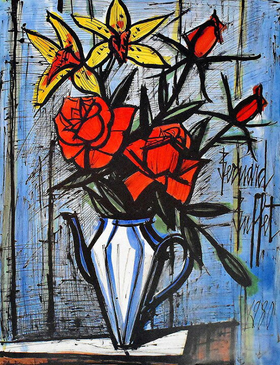 楽天市場】絵画 ビュッフェ バラと欄 インテリア （ Bernard Buffet 