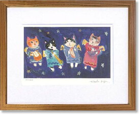 絵画 版画 猫　久下貴史・幼いエンジェルキャッツ　インテリア