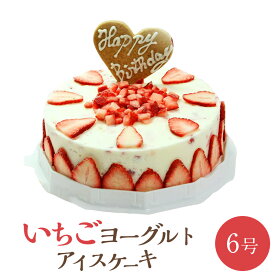 【送料無料】アイスケーキ 誕生日 いちごヨーグルトアイスケーキ 6号（18cm）ケーキ アイス お誕生日ケーキ アイスクリーム バースデーケーキ お誕生会 ホームパーティー お誕生日プレゼント カード付き 大人数用 6人〜8人 いちごデコレーション アイスクリームケーキ