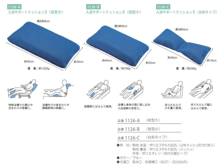 楽天市場】入浴サポートクッション2 枕型[大] ブルー 1126-A （大阪 