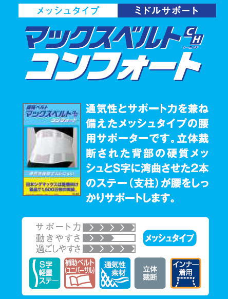 マックスベルトCH　コンフォート ホワイト　S/M/L/LL/３Lサイズ　腰用コルセット　腰痛コルセット　サポーター （日本シグマックス） |  介護ショップ　ちとせ