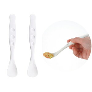 使っていいね!やわらかスプーン ホワイト【小】2本セット 品番140050 食洗器使用可能 樹脂製 (リッチェル)