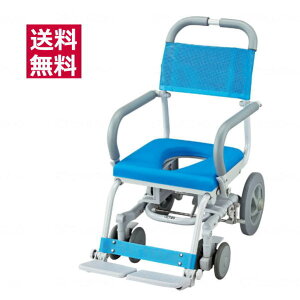 シャワーキャリー シャワーラク O型シート 品番:SWR-100 O型座面 ウチエ 入浴用車椅子 ブルー【送料無料】 【メーカー直送品】【取り寄せ】【代金引換決済不可】【返品交換不可】