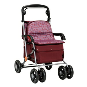 座れる シルバーカー テイコブカウート2 SIST04 ワインレッド スチール製 手元ブレーキ付き 折りたたみ可 座面付き 四輪 3WAYキャスター (幸和製作所)【送料無料】