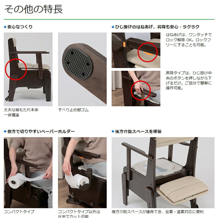 楽天市場】家具調ポータブルトイレ 座楽 コンパクト 脱臭機能付 ソフト 