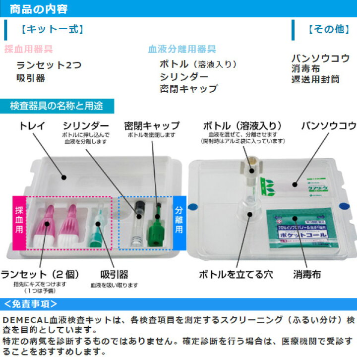 楽天市場 Demecal デメカル 血液検査キット女性のための健康チェッカー 生活習慣病 糖尿病 乳がん自己触診グローブ付 簡単検査 セルフ検査 セルフチェッカー 検査セット 郵送検査 自己採血 御座布