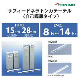 【滅菌済み】サフィードネラトンカテーテル 自己導尿タイプ 50本入 8Fr〜14Fr テルモ【間欠泌尿器用カテーテル 医療用嘴管及び体液誘導管 2孔式 弾性 硬弾性(ハードタイプ) 女性向け 男性向け