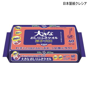 日本製紙クレシア アクティ 大きなおしりふきタオル(60枚入)(サイズ:25×20cm)無香料 ノンアルコールタイプ 使い捨て おしりふき 濡れタオル 介護 清拭 衛生商品【ポイント10倍】