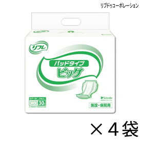 【ケース販売】 リフレ パッドタイプ ビッグ 30枚入×4袋 約5回吸収 【送料無料】【ポイント10倍】 大人用紙おむつ 介護用紙おむつ 施設・病院用 リブドゥコーポレーション