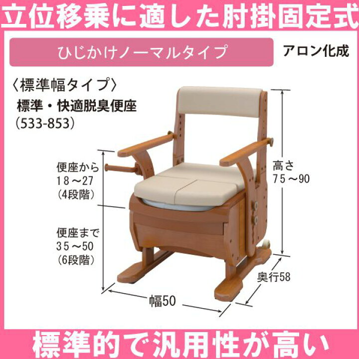 楽天市場】アロン化成 安寿 家具調 ポータブルトイレ セレクトR ひじ  