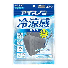 【あわせ買い2999円以上で送料お得】白元アース アイスノン 冷涼感マスク グレー 2枚入（ 4902407024794 ）