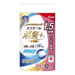 【送料お得・まとめ買い×6個セット】大王製紙 エリエール 消臭+ トイレットティシュー 芯からしっかり香るフレッシュクリアの香り たっぷり長持ち 12ロール ダブル