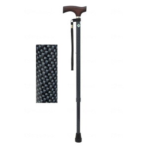 【送料お得・まとめ買い×3個セット】フジホーム ベーシック ステッキ 杖 伸縮S・M 兼用 カーボンライク