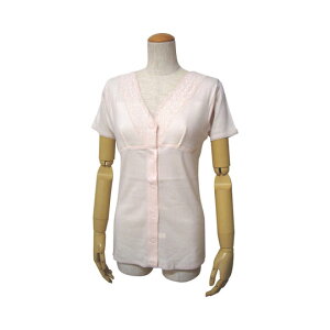 婦人ソフトカップ付三分袖前開きインナー(ワンタッチテープ式) / W491 ピーチ M