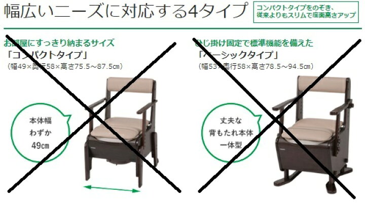 楽天市場】家具調トイレ【座楽】ひじ掛けはねあげ ミディアムブラウン 