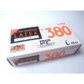 ラテックス手袋 No.380 ラテックスノンパウダーポリマーコート エンボスタイプ 100枚入 Lサイズ/リーブル