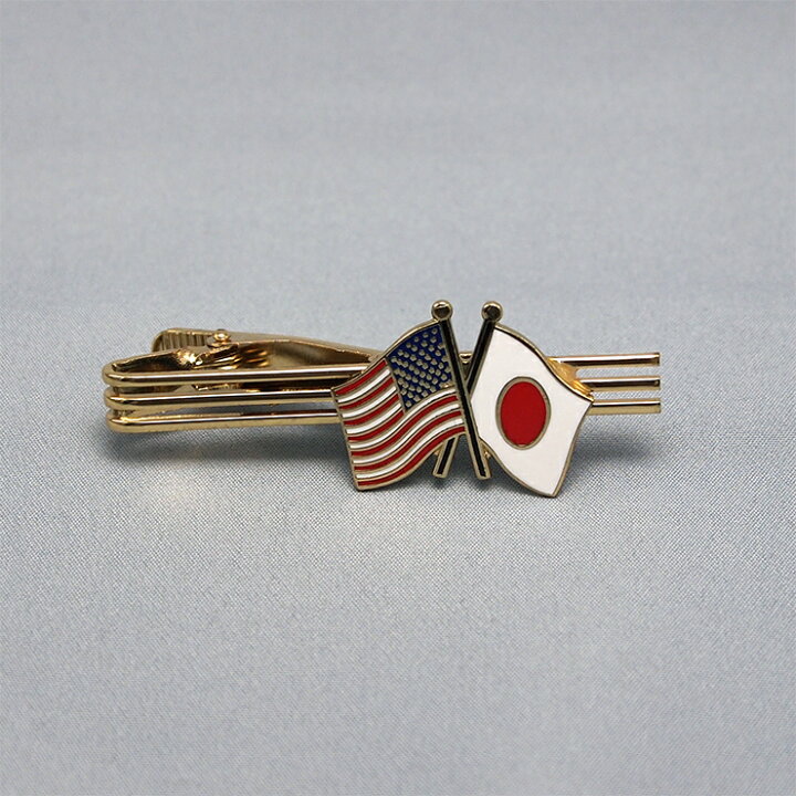 楽天市場】日米旗タイバー ネクタイピン ゴールド 55×20mm 1個 お返し 