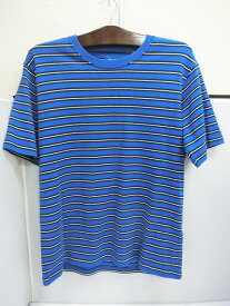 【中古】BEAMS ビームス マルチボーダー Tシャツ 半袖 BLUE/ブルー/青 サイズM 綿/コットン 100％ メンズ【出雲店】