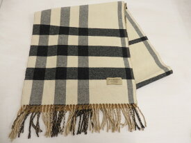 【中古】 BURBERRY バーバリー カシミヤ × ウール リバーシブルマフラー チェック ポケット 【服飾小物】【鳥取店】