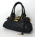 【中古】Chloe クロエ パディントン ハンドバッグ レザー 02-08-51-5191 カデナ 鍵付き 黒 ブラック【鞄/バッグ】【米…