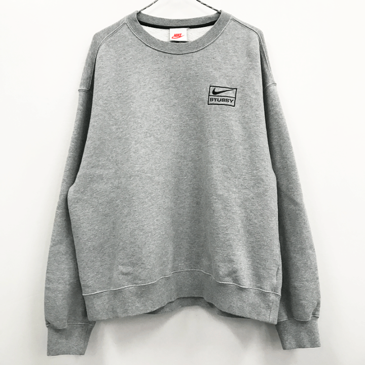 STUSSY x NIKE NRG ZR CREW FLEECE GREY HEATHER CREW NECK