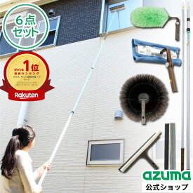 アズマ公式 高い所のおそうじ6点セット（ガラスワイパー、外壁・天井払い、静電ハタキ、高所ワイパー、柄、ガラスワイパースペア）外壁 高所 アズマ 楽天1位【マンスリーSALE】