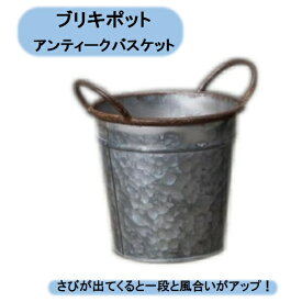 送料無料 アンティークバスケットS　穴無し　8個セット　ブリキポット 鉢カバー エイチツーオー 北海道・沖縄・離島出荷不可