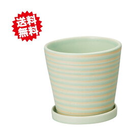 送料無料 パステルホルベS ライトグリーン 鉢皿付 穴有り 6セット 陶器鉢 北海道・沖縄・離島出荷不可