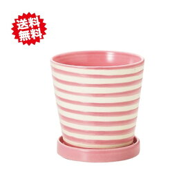 送料無料 パステルホルベL ピンク 鉢皿付 穴有り 6セット 陶器鉢 北海道・沖縄・離島出荷不可