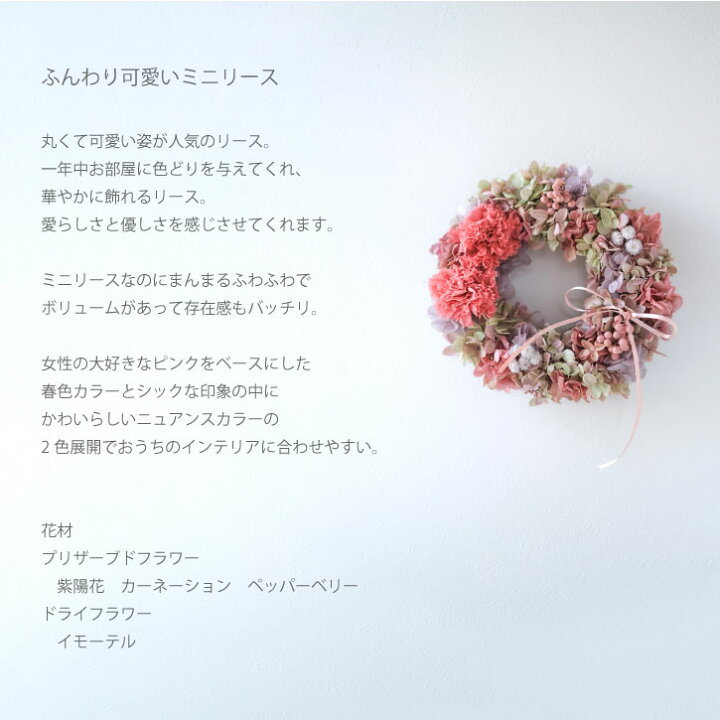 楽天市場】【母の日】プリザーブドフラワー リース カーネーション 