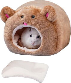 冬用ハムスタークッションベッド 11*11*8cm ハムスター リス 暖かいハムスターハウス 小動物用ハンモック 寝袋 遊び場 休憩所 保温 防寒 水洗い可能