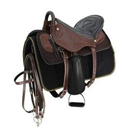 ウェスタンサドル 純牛革 レーシング 大人用 馬 サドルタック フリーマッチングレザー ヘッドストール 胸襟 手綱 パッケージ 馬の手綱 胸板 プレゼント（馬頭カバー1点、馬縄1点） 黒