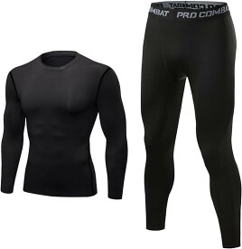 コンプレッションウェア メンズ 上下 セット 裏起毛 [吸湿速乾・軽量保温・伸縮性]長袖 シャツ スポーツタイツ インナー コールドギア 防寒インナー コンプレッション タイツ 秋 冬用