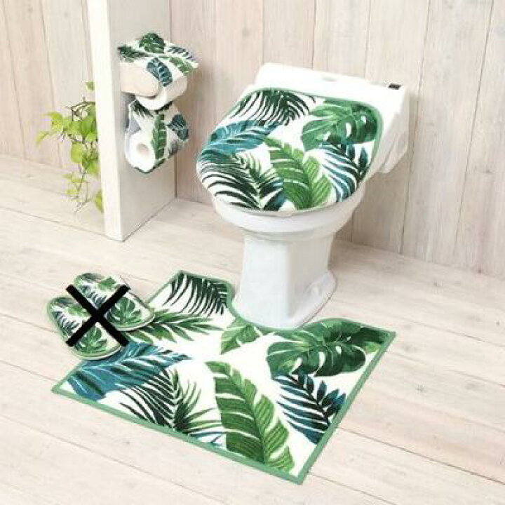 楽天市場 O ボタニカル柄 グリーン トイレセット普通 洗浄 兼用３点セット 足元マット 蓋カバー ペーパーホルダー トイレマット ウォシュレット ハワイアン雑貨 ハワイアンインテリア 引越祝い 新築祝い O Kai Lani Aloha カイラニアロハ