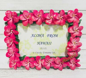 ○o。ハワイ直輸入 ハワイアン プルメリア M ピンク 写真立て フォトフレーム 立てかけ用 ハワイアンインテリア 花 結婚祝い お祝い 出産祝い お土産 ハワイ ハワイ雑貨 ハワイアン雑貨 ハワ