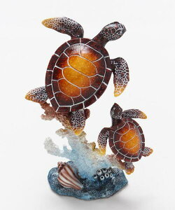 ○o。【新作】ハワイアン スイム ホヌ フィギュア 2匹 (L) 海亀 置物 オブジェ ハワイアン雑貨 ハワイアンインテリア ハワイ雑貨 ホヌ雑貨 玄関 守り神 リアル おもちゃ 可愛いインテリア プ