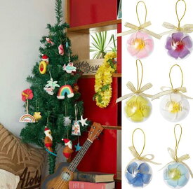 ○o。ハワイアン ALOHAロゴ プルメリア クリスマスツリー オーナメント サンタ サンタクロース クリスマス 飾り ハワイアンインテリア 雑貨 お土産 ハワイ 雑貨 ハワイ花 人気 可愛い プレゼント キーホルダー 。o○