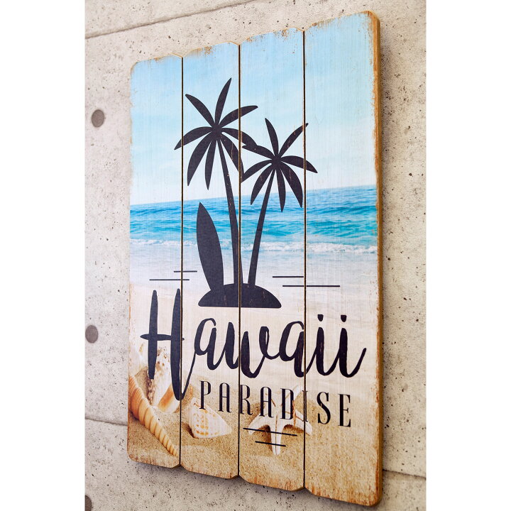 楽天市場】○o。ハワイアン 木製壁掛け Hawaii ウッドボード[ウォール 