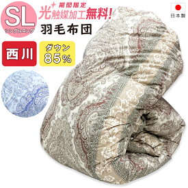 【2500円光触媒加工無料】西川 羽毛布団 ダックダウン85％ DP350 SL シングルロング 冬用羽毛掛け布団 西川羽毛掛け布団 羽毛掛布団 ふとん 羽毛ふとん ダックダウン ふんわり 日本製 羽毛掛け布団