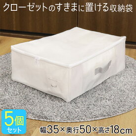 衣類収納袋 5個セット 収納袋 収納ケース 衣類収納 衣類用 隙間 衣類収納ケース クローゼット収納 衣類整理 衣類ケース 衣類収納ケース 収納ボックス 不織布 布 収納 ケース 服収納 ニット トレーナー セーター おしゃれ シンプル 通気性 ホワイト 無地 MSC 送料無料