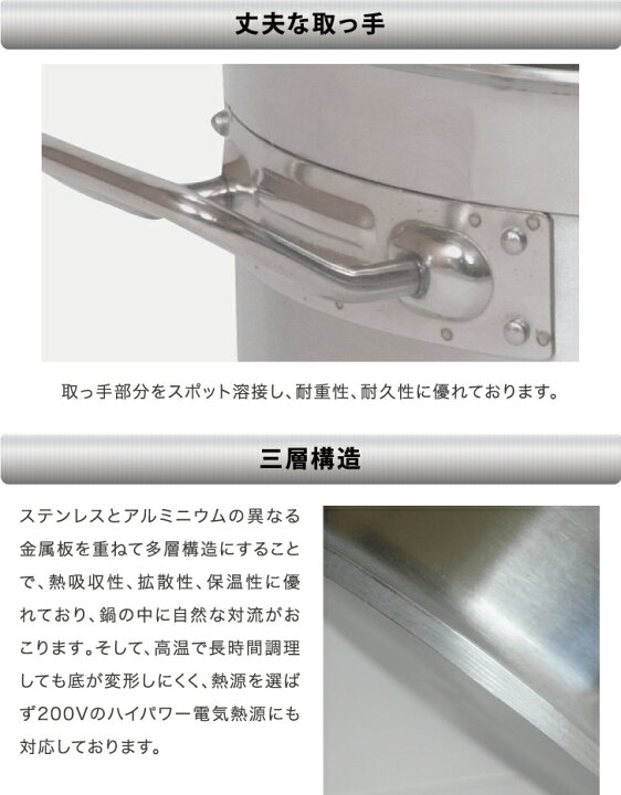 楽天市場】訳あり：本体傷・汚れあり 3年保証 IH寸胴鍋32cm ステンレス 